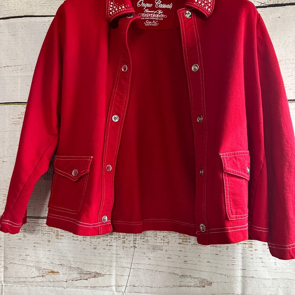 ONQUE Rhinestone Jacket Red - Picture 9 of 14